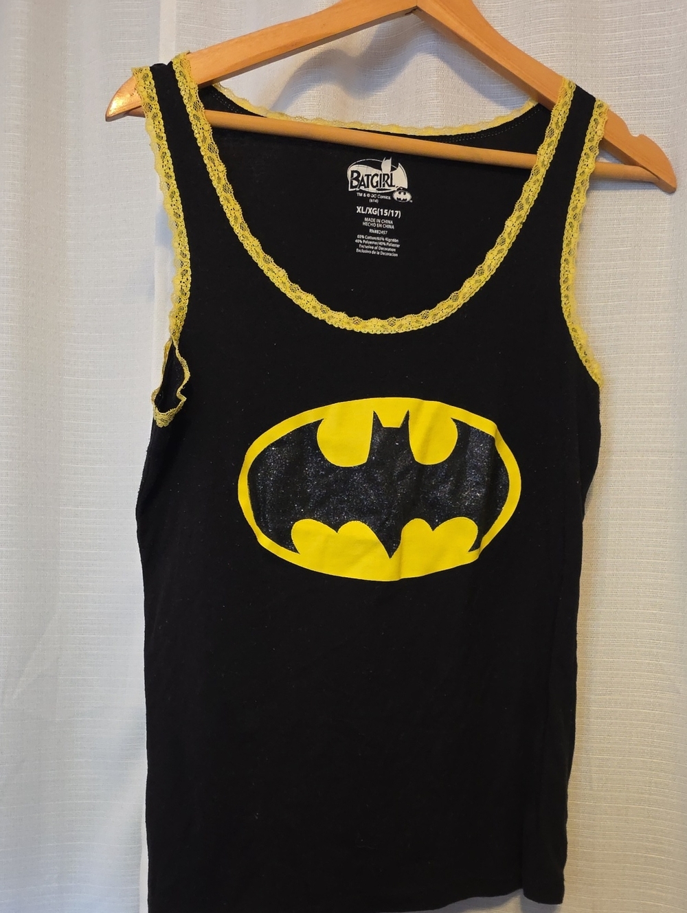 DC Comics Black Tank Top with Yellow Batgirl Logo and Trim